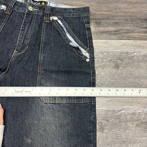 Vintage Raider Infamous Blue Dark Wash Womens‎ 16 Plaid Trim Straight Leg Jeans - Picture 11 of 13